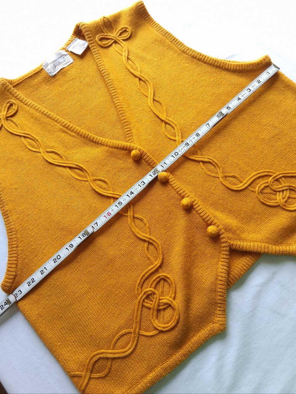 Vintage Sweater Vest Knit Yellow retro women’s size 12 - Picture 14 of 14